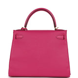 Hermes Kelly Retourne 28 Rose Shocking Chevre Gold Hardware