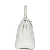 Vintage Hermes Kelly Retourne 28 White Clemence Palladium Hardware