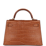 Hermes Kelly Sellier 20 Gold Matte Alligator Gold Hardware