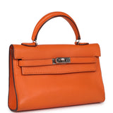 Hermes Micro Kelly 15 Orange Swift Palladium Hardware