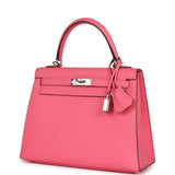 Hermes Kelly Sellier 25 Rose Azalee Epsom Palladium Hardware