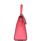 Hermes Kelly Sellier 25 Rose Azalee Epsom Palladium Hardware