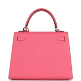 Hermes Kelly Sellier 25 Rose Azalee Epsom Palladium Hardware
