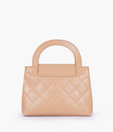 Beige Flap Quilted Bag with Top Handle