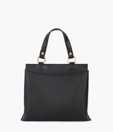 Black front lock top-handle mini bag