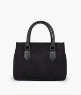 Black suede small satchel bag