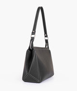 Black suede trio twist handbag