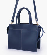 Blue Trapeze Top-Handle Bag