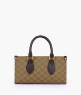 Brown checkered on-the-go mini bag