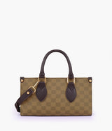Brown checkered on-the-go mini bag