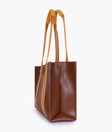 Brown long strap tote bag