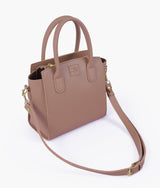 Brown top-handle mini handbag