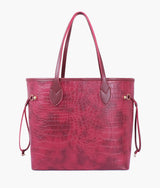 Burgundy crocodile neverfull tote bag