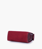 Burgundy Suede Bowling Bag with Top-Handle