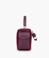 Burgundy Suede Bowling Bag with Top-Handle