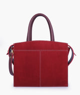 Burgundy Suede Trapeze Top-Handle Bag