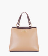 Coffee front lock top-handle mini bag