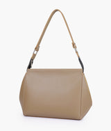 Coffee suede trio twist handbag