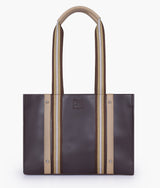 Dark brown long strap tote bag