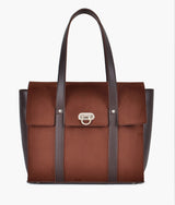Dark brown suede carry-all satchel bag