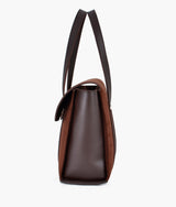 Dark brown suede carry-all satchel bag