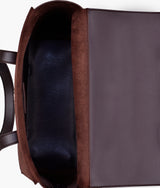 Dark brown suede carry-all satchel bag