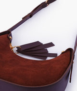 Dark Brown Suede Crescent Hobo Bag