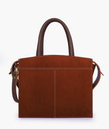 Dark Brown Suede Trapeze Top-Handle Handbag