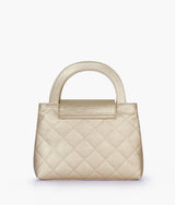 Golden flap quilted bag with top handle