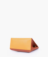 Mustard front lock top-handle mini bag