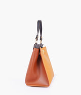 Mustard front lock top-handle mini bag