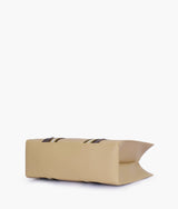 Beige long strap tote bag
