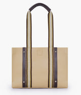 Beige long strap tote bag