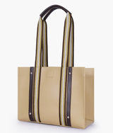 Beige long strap tote bag
