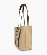 Beige long strap tote bag
