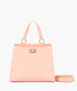Peach front lock top-handle mini bag