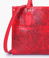 Red on-the-go crocodile handbag