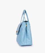 Sky Blue Flap Quilted Bag with Top Handle