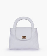 Light Blue flap quilted bag with top handle
