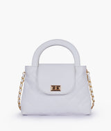 Light Blue flap quilted bag with top handle