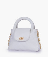 Light Blue flap quilted bag with top handle