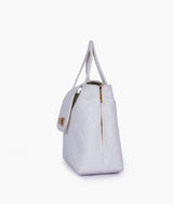 Light Blue flap quilted bag with top handle